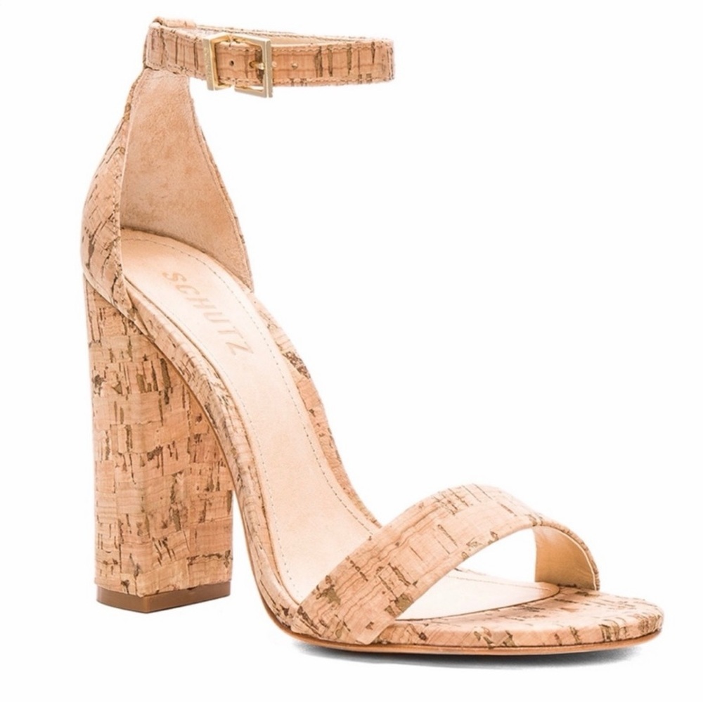 SCHUTZ ‘Enida’ Block Heel Sandal in Tan Cork Size 6.5 - Picture 2 of 16